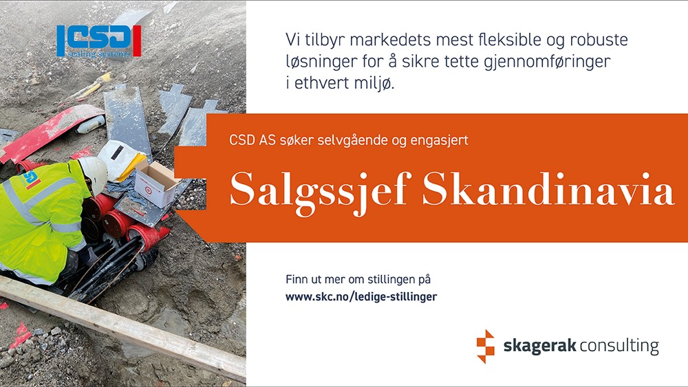 Annonse for ledig stilling som salgssjef Skandinavia hos CSD Sealing Systems.